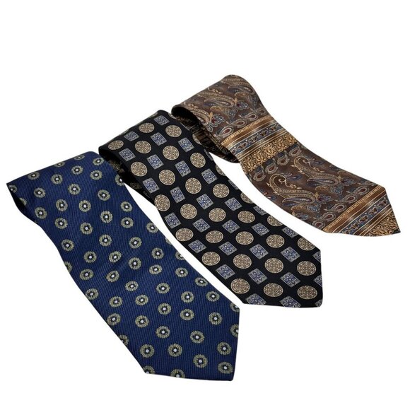 Suit Ties Set Of 3 Valentino Giorgio Armani Bill Blass Designer Career Office - Picture 1 of 9